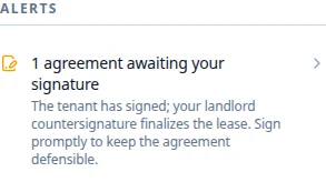 StorageHand agreement alert and synthetic tenant activity